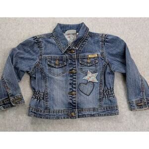 Levi Strauss Jean Denim Trucker Jacket Girls 24 Months Patchwork Heart Western